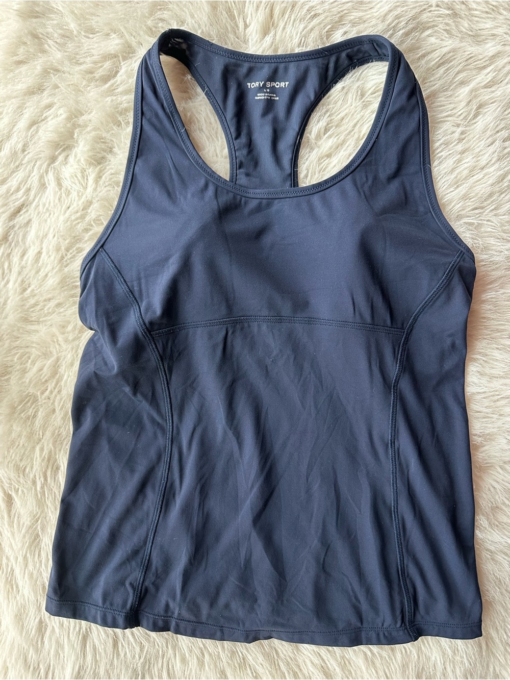 Tory Sport Navy built in bra workout top by Tory Burch Mesh Racerback Tank large